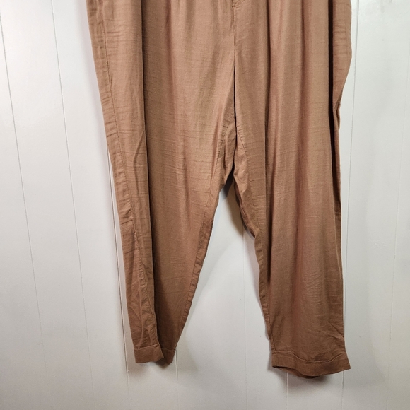Penningtons Tapered Leg Linen Pull On Elastic Pants Beige Tan Size 2X Summer - Picture 6 of 12